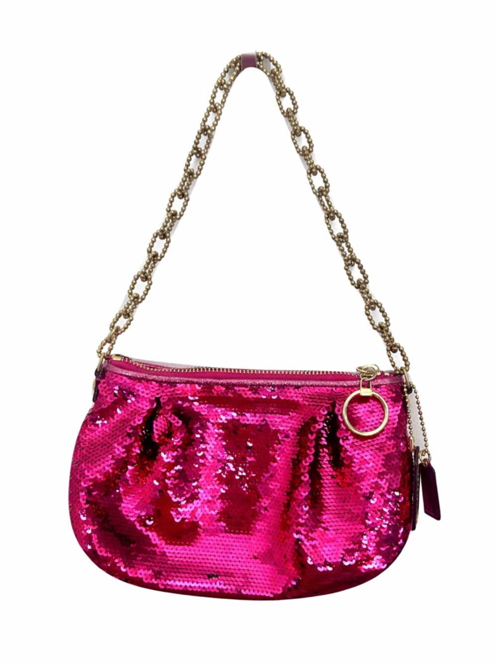 Coach Poppy Sequin 14366 Hot Pink Mini Baguette
